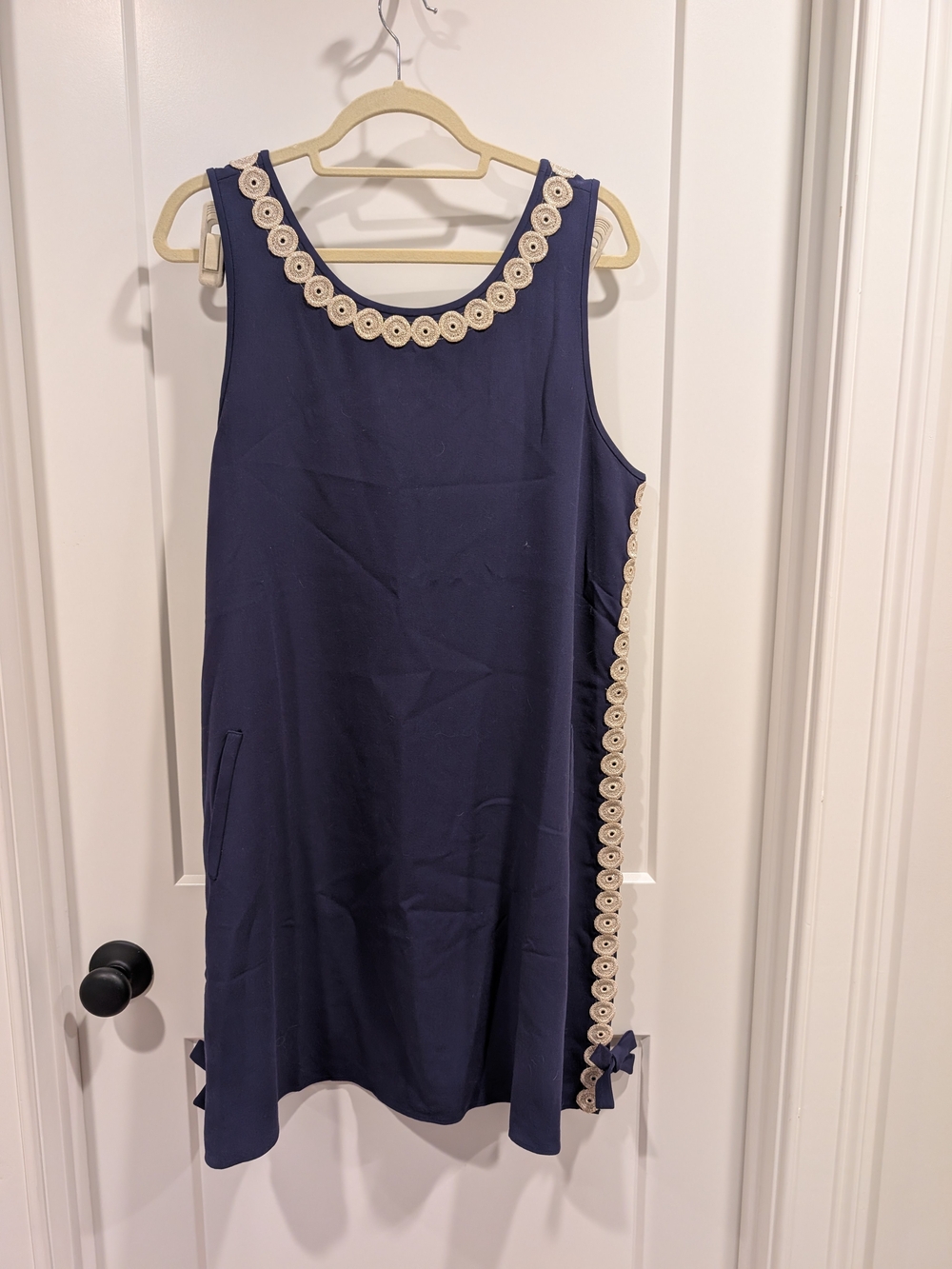 Lilly Pulitzer Navy Sleeveless Shift Dress with Gold Trim